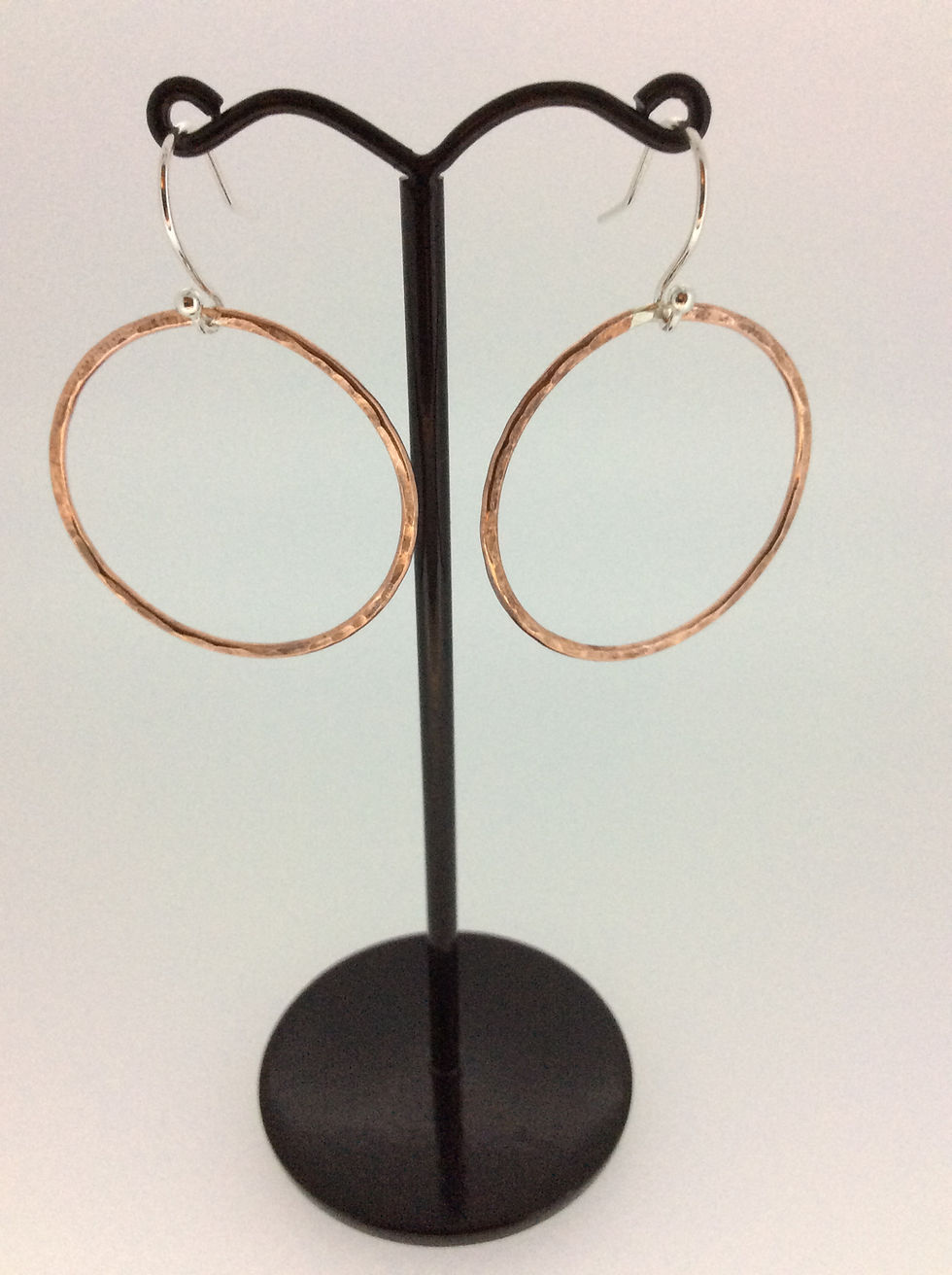 Thumbnail: Large Copper Hammered Hoop Drop Earrings by Esme Burton