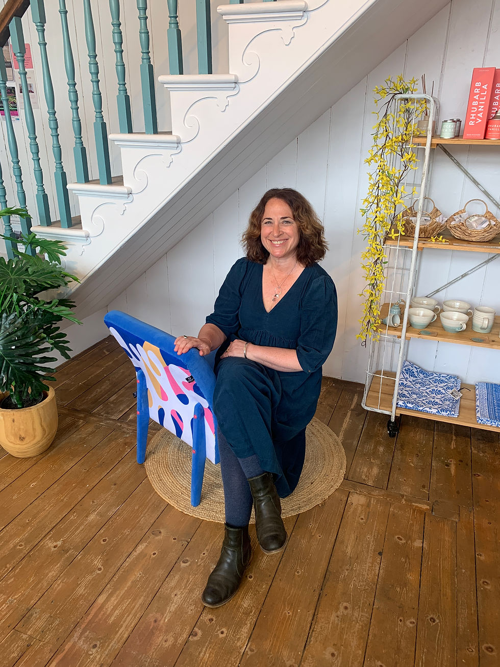 Thumbnail: Blue Velvet Matisse Inspired Cocktail Chair, Upcycled by Simon Hawtin-Smith