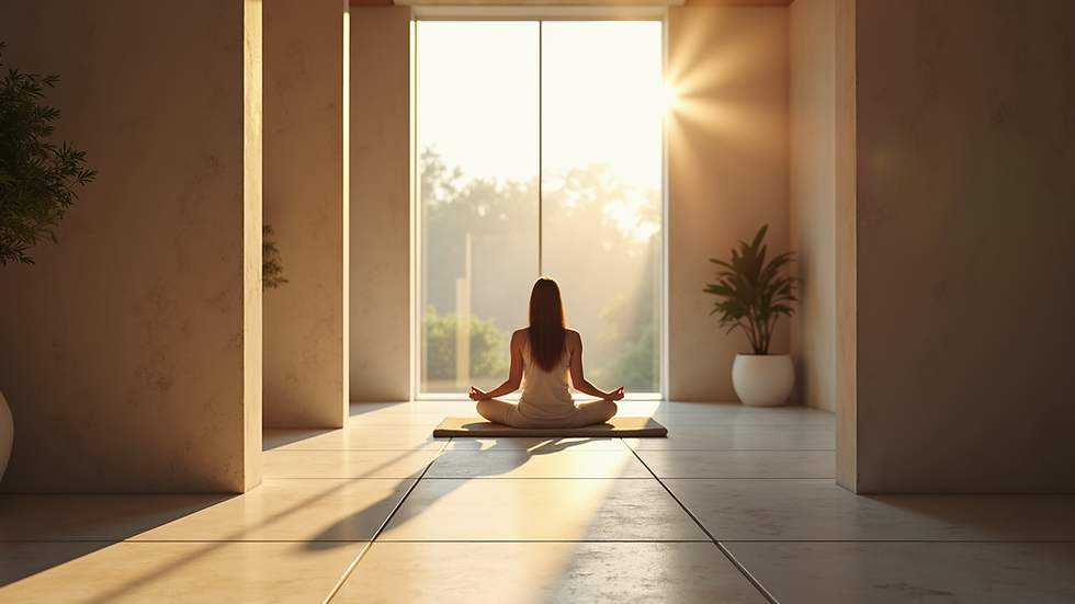 Eye-level view of a peaceful meditation space