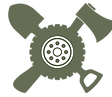 Tactical Overland logo icon with wheel and tools
