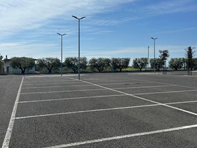 Commercial parking lot that is clean after lot sweeping