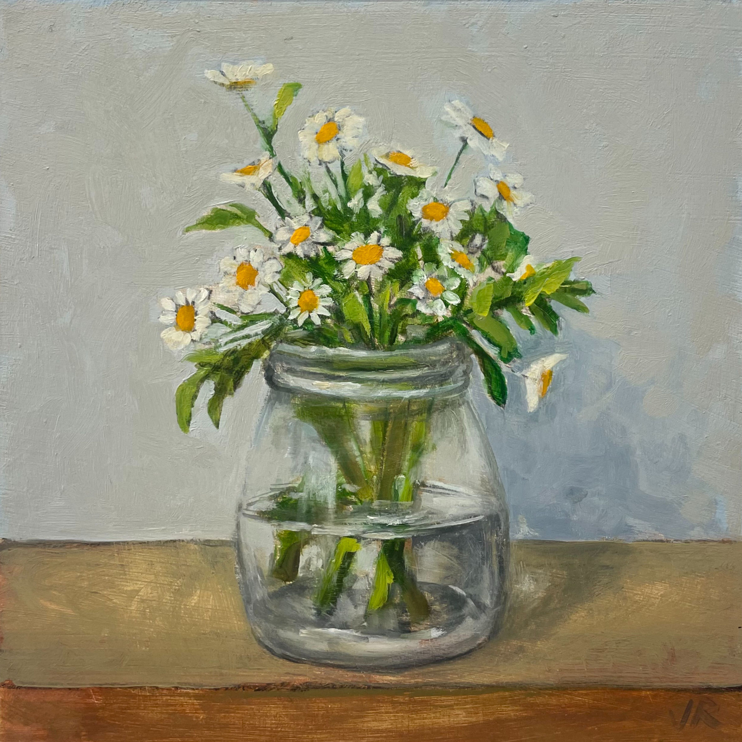 'Flowers in small jar'