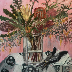 ‘Flowers & Secateurs on Skull Cloth’
