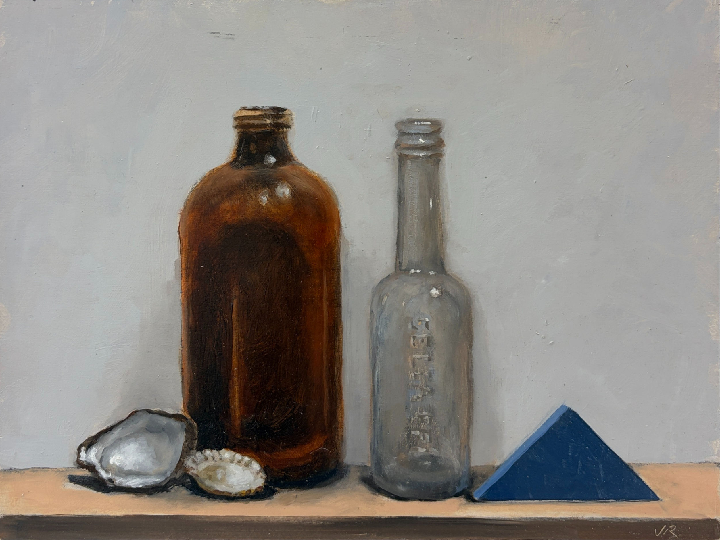 'Blue triangle with bottles'