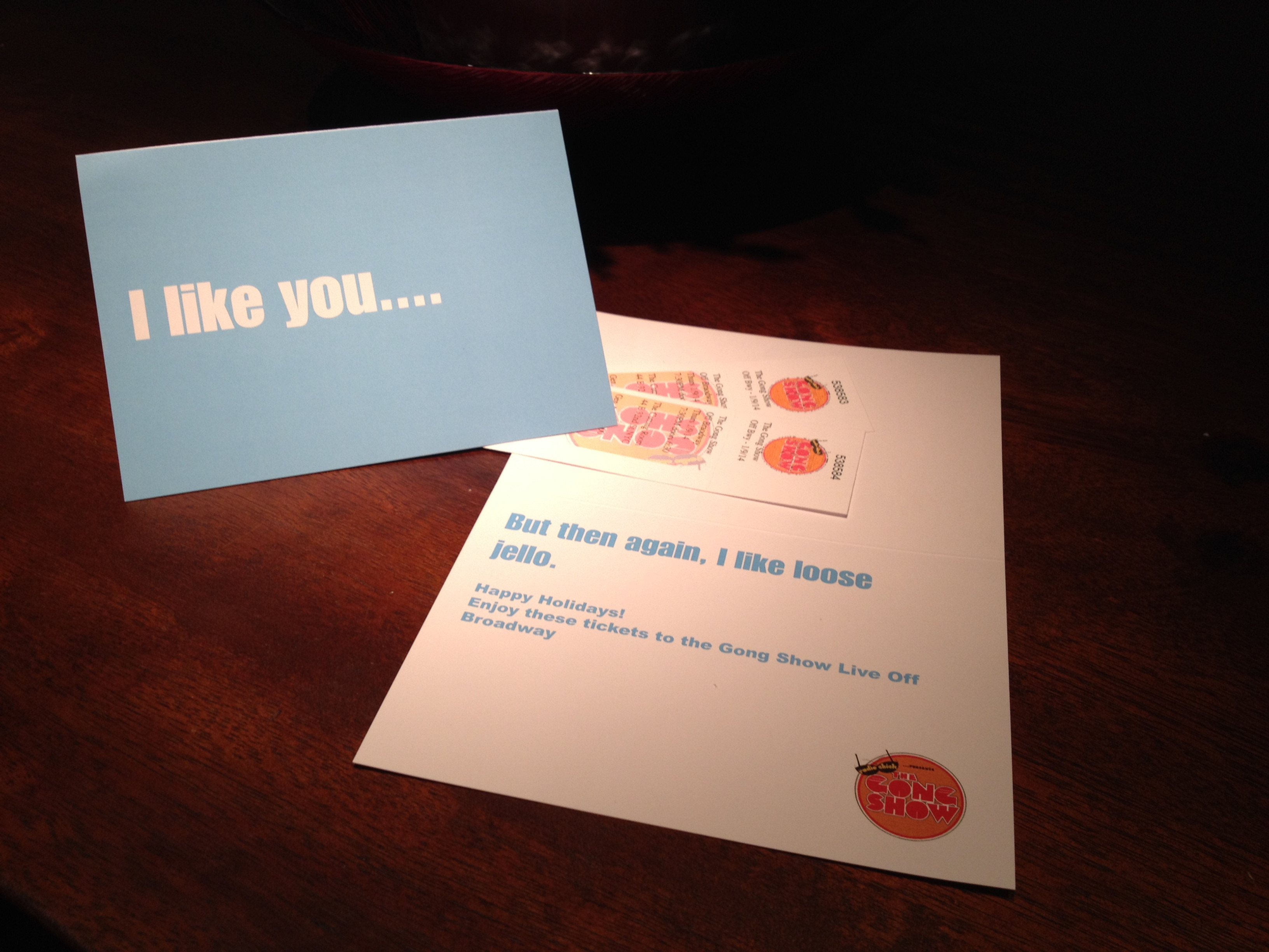 Happy Birthday card and 2 tickets