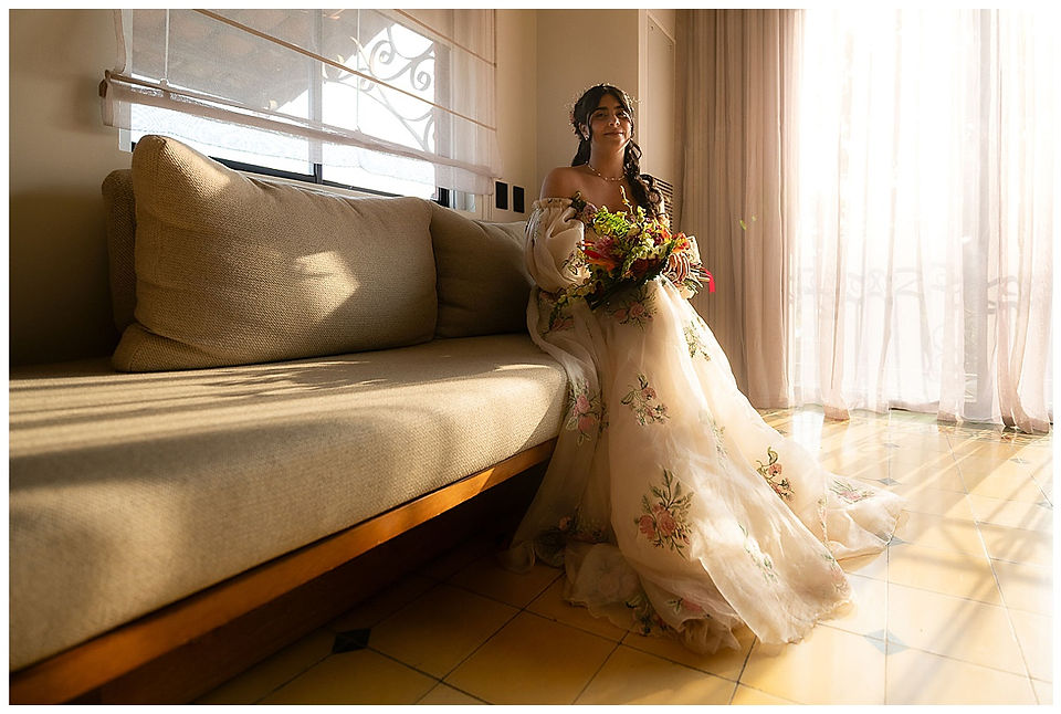 Bride getting ready at a luxury resort in Costa Rica