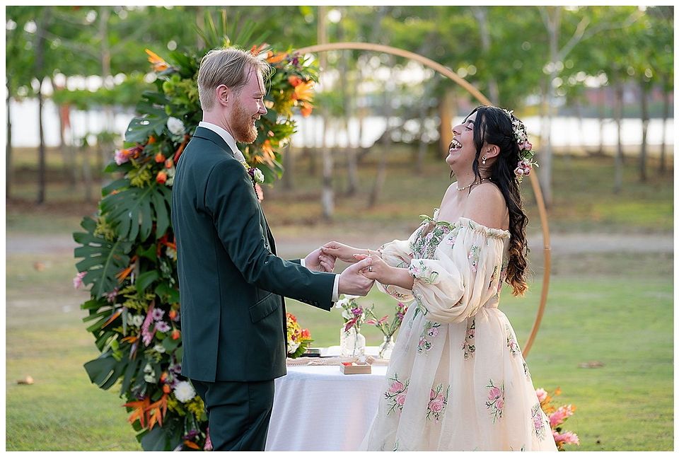 Emotional ceremony with ocean views at a tropical wedding venue in Costa Rica