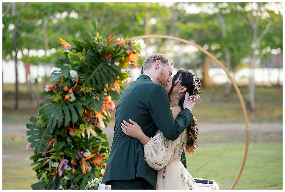 Emotional ceremony with ocean views at a tropical wedding venue in Costa Rica