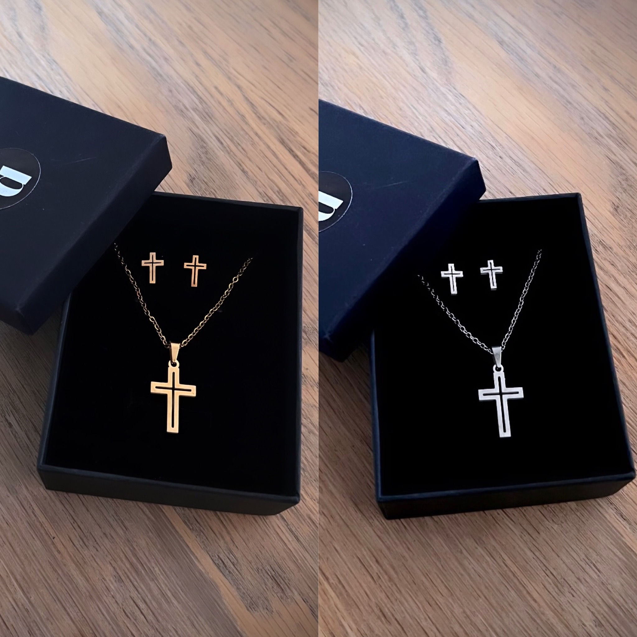 Sett við kross hálsketu og oyrastikkarum