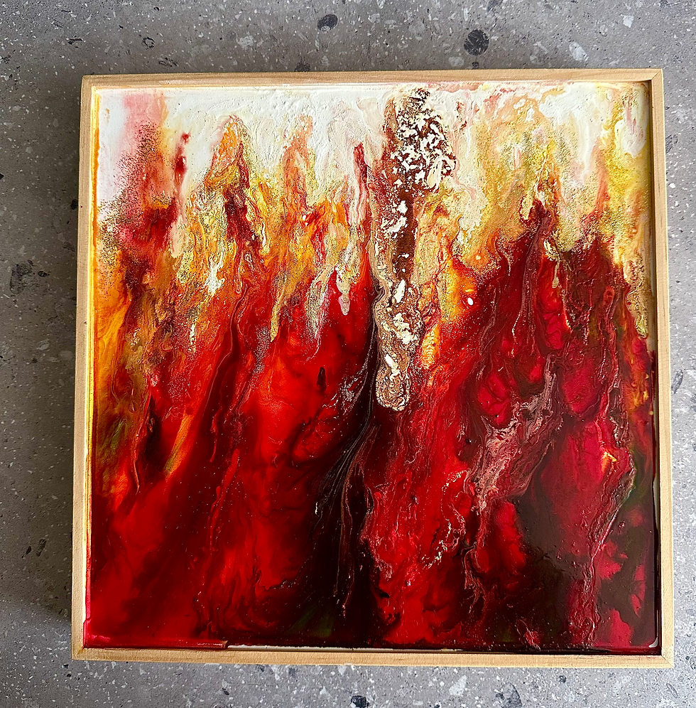 Miniaturbild: Mixed media. Ceramic and gloss paint on wood art panel. Hard surface , eas
