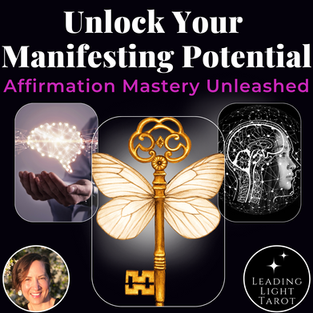 Words Unlock your manifesting potential affirmation mastery unleashed with a golden key with wings
