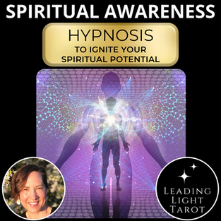 Words spiritual awareness hypnosis to ignite your spiritual potential purple spiritual angel figure with white light coming from its heart