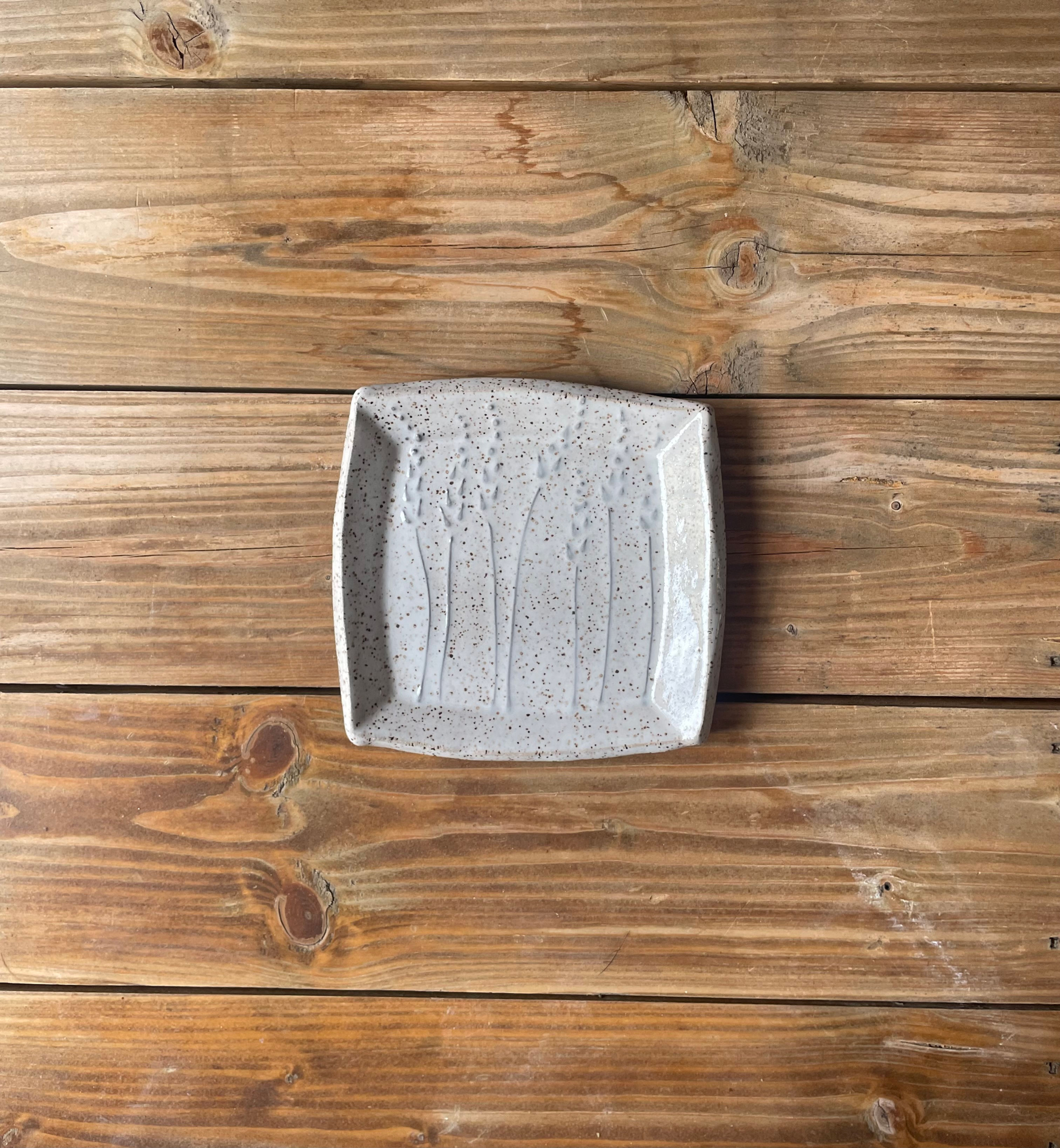 Lavender Trinket Dish in Speckled White