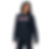 Woman in navy "HUMAN" sweatshirt