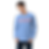 Model in Carolina blue sweatshirt with HUMAN design
