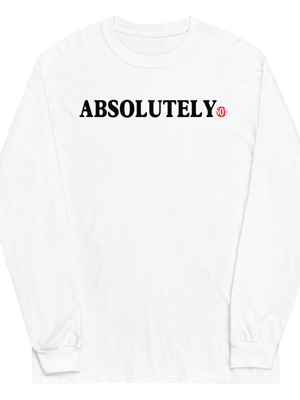 White long-sleeve shirt with ABSOLUTELY® logo