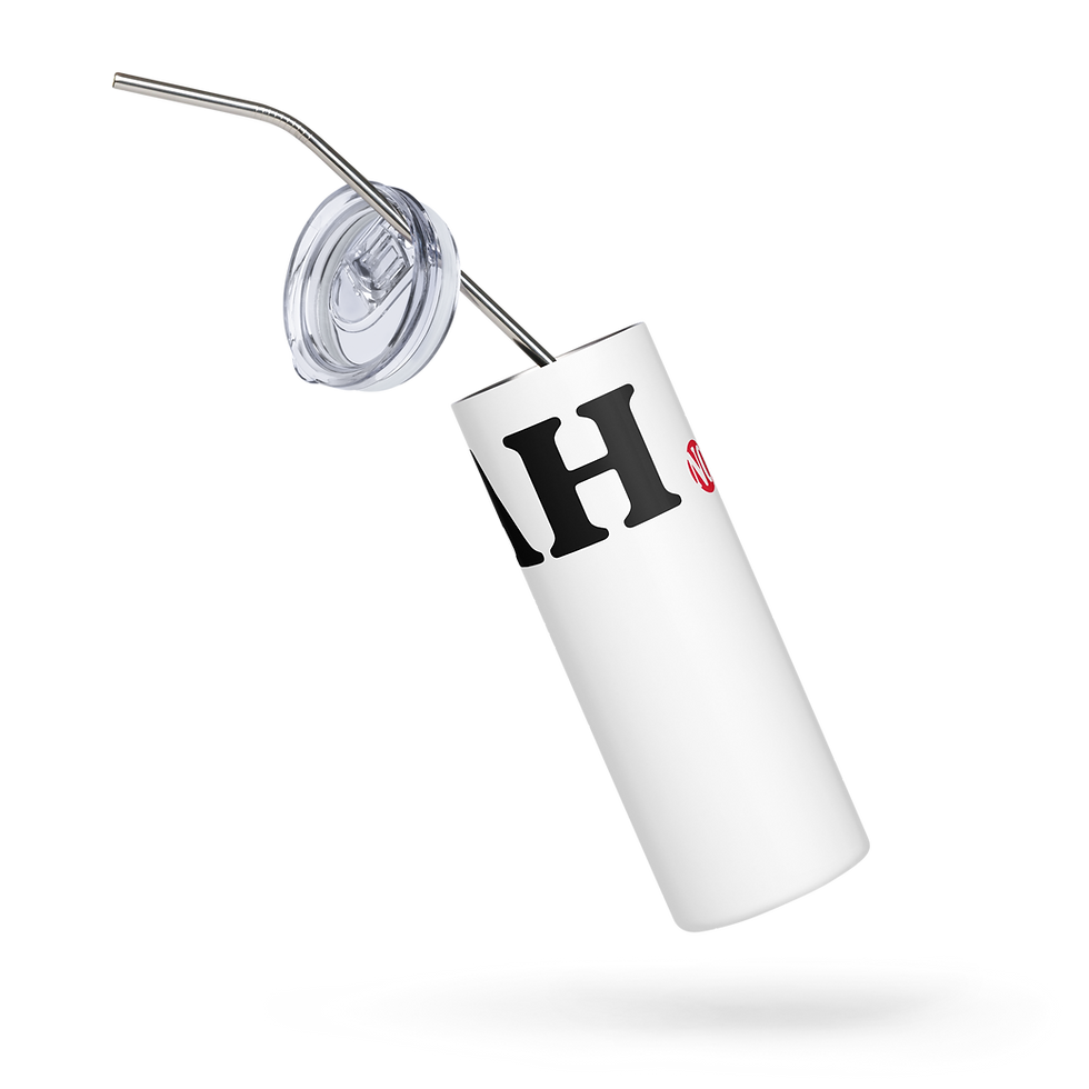 White tumbler with lid and straw