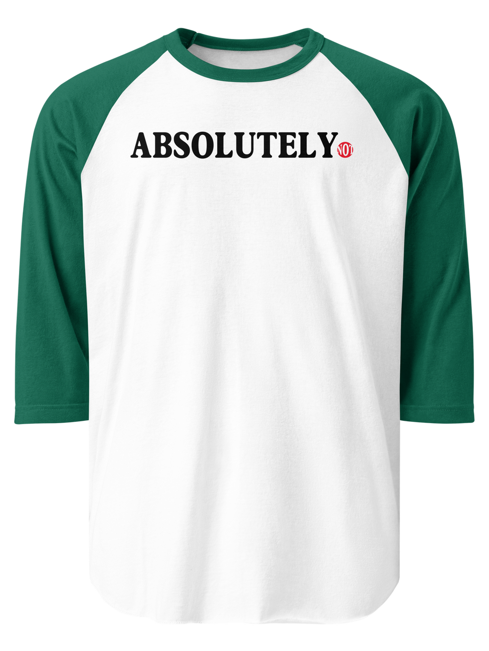 Absolutely raglan tee, white / green sleeves