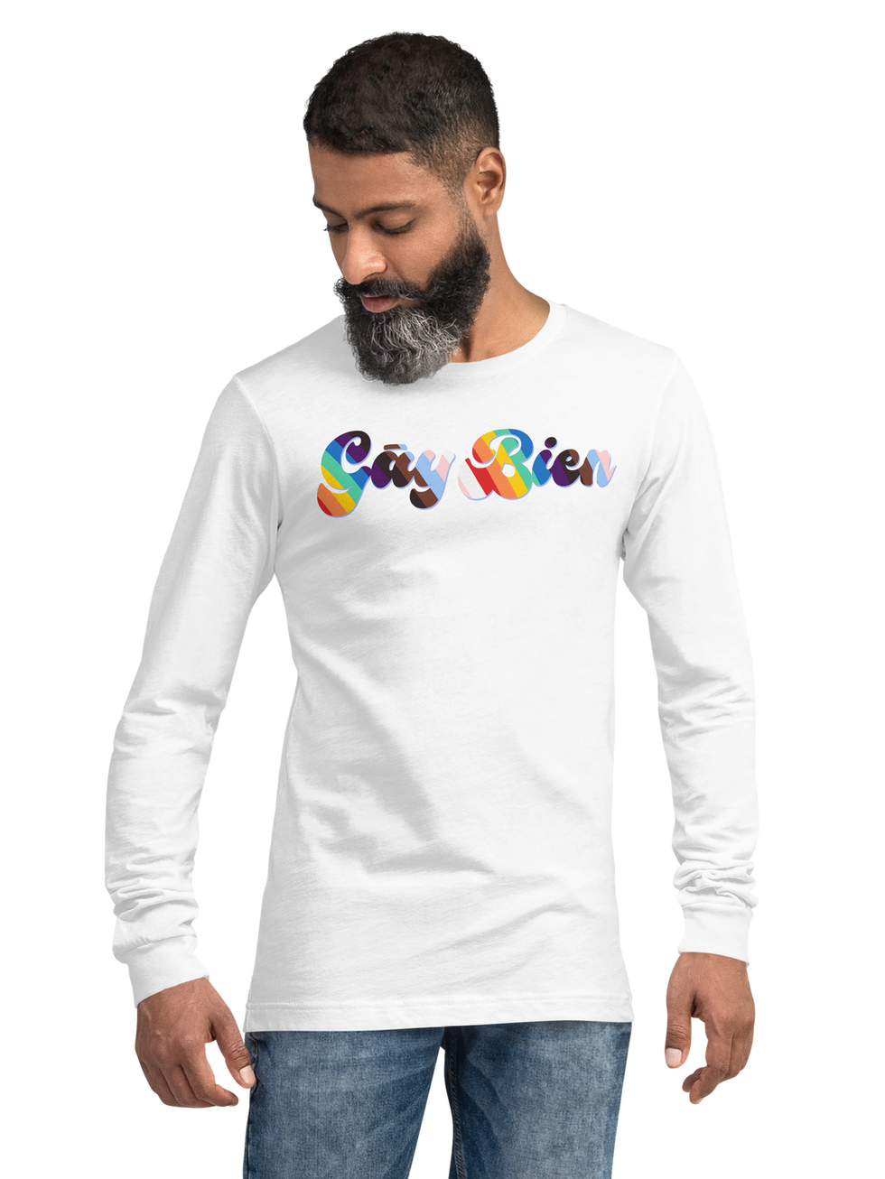 Man in white Gāy Bien Unisex Long Sleeve Tee