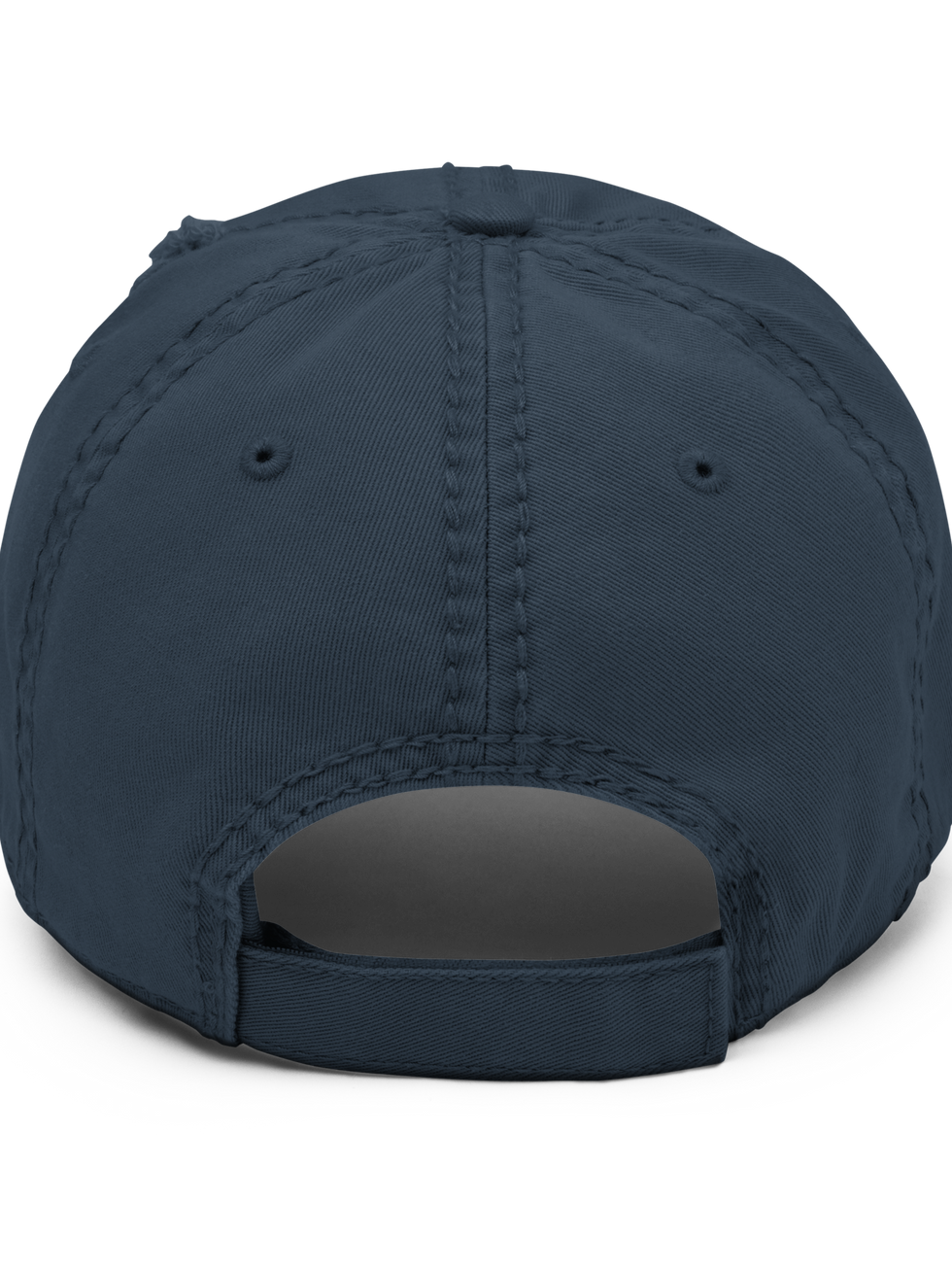 Back view of a dark blue baseball cap