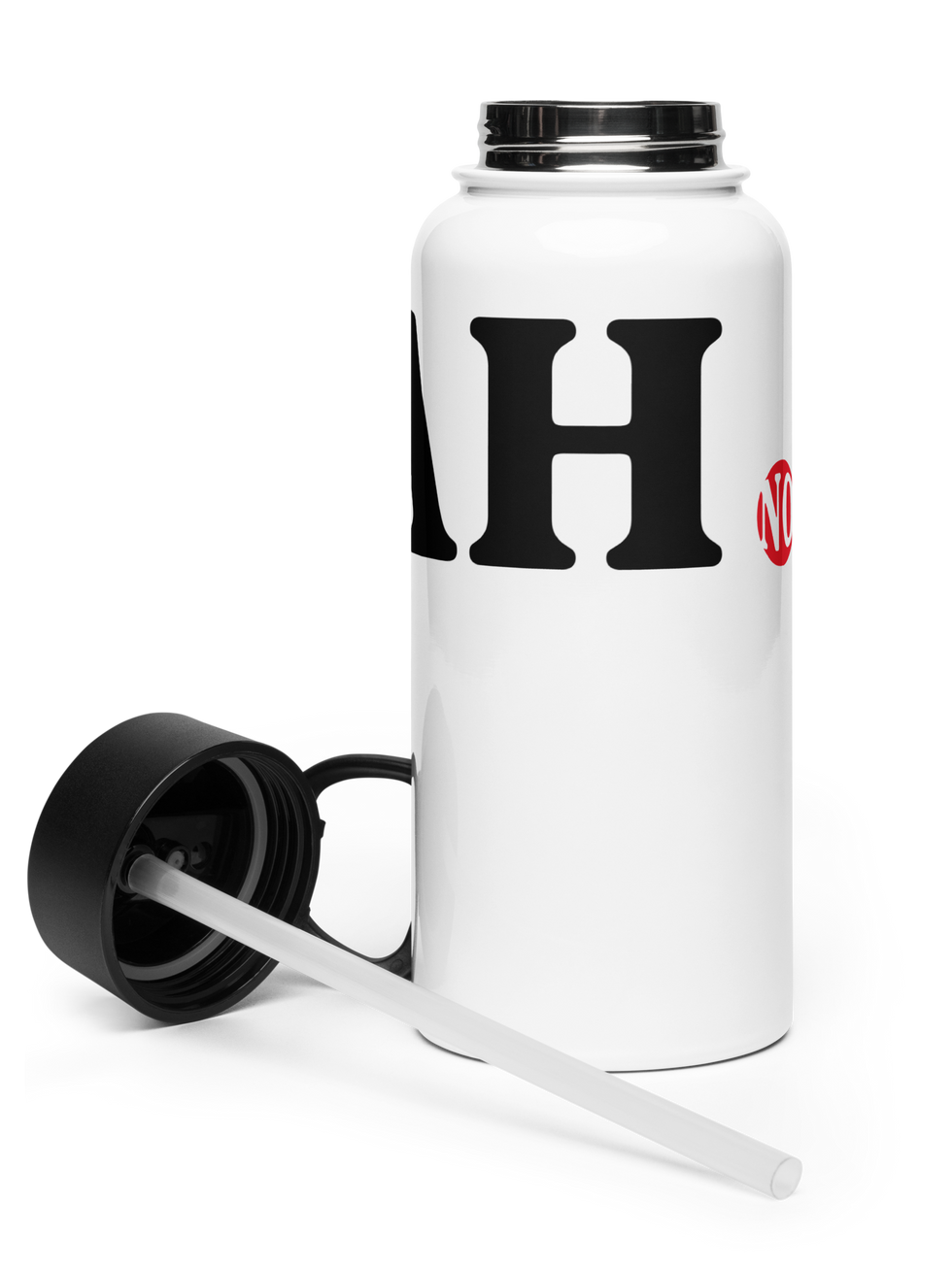 White aluminum water bottle with 'BRAH' logo