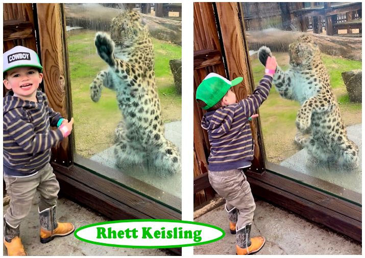 Rhett Keisling High Five with a leopard: "COWBOY" hat fun!