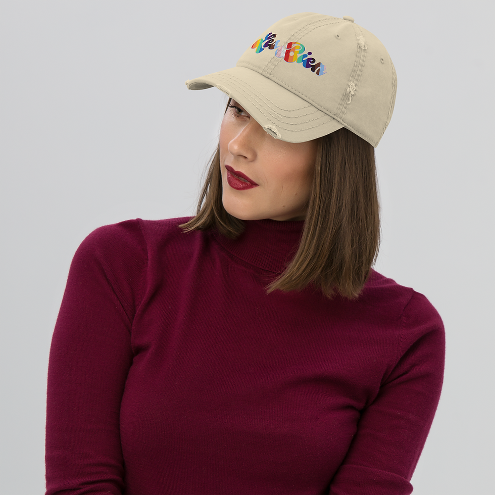 Woman wearing khaki Lès Bien - Distressed Dad Hat