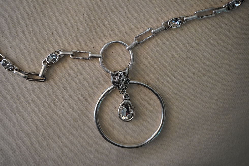 Thumbnail: Pewter Elegant Necklace with Clear Crystals