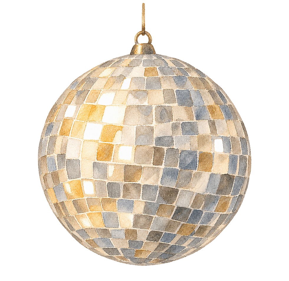 Bola disco acuarelada para boda rústica.