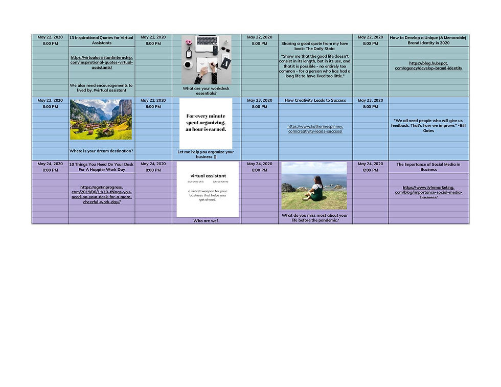 Maricris Valencia - Social Media Content Plan