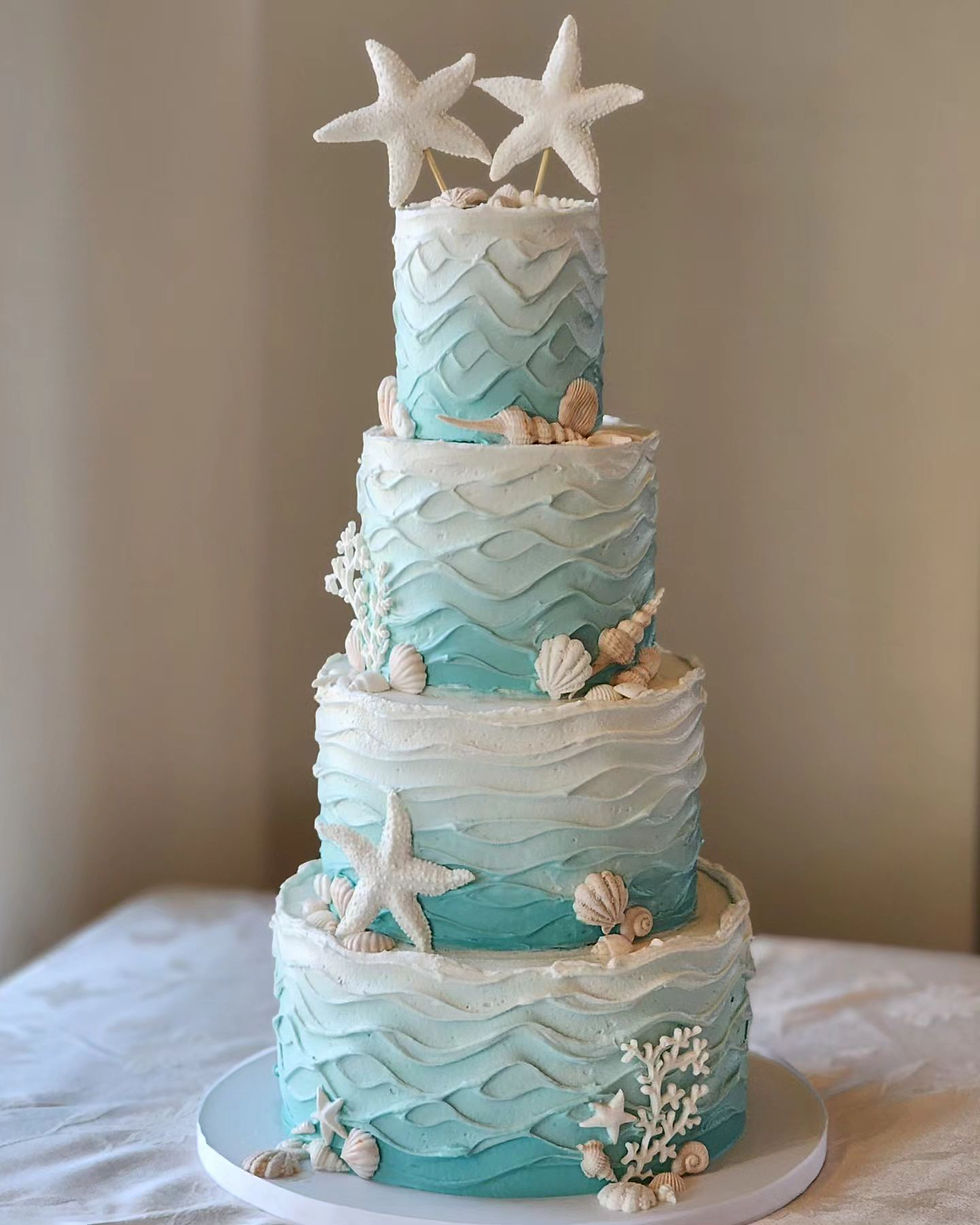 beachy buttercream wedding cake