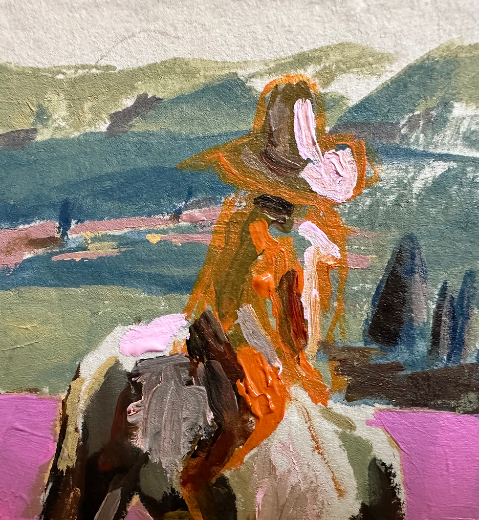 Thumbnail: Near Babb, MT, acrylic on handmade paper, 5" x 7"