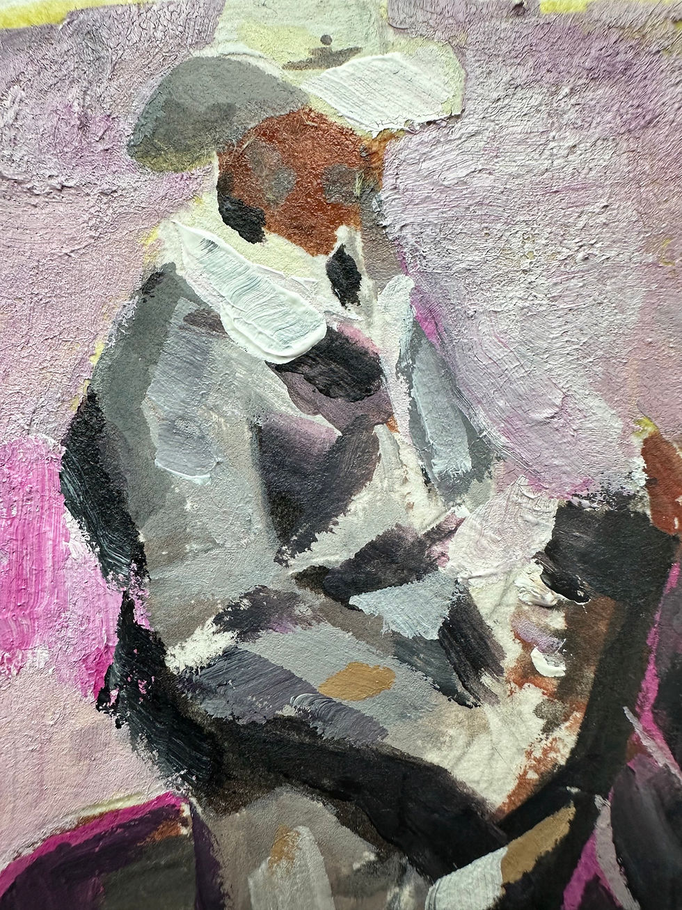 Thumbnail: Horse and Rider, acrylic on handmade paper, 5" x 7"