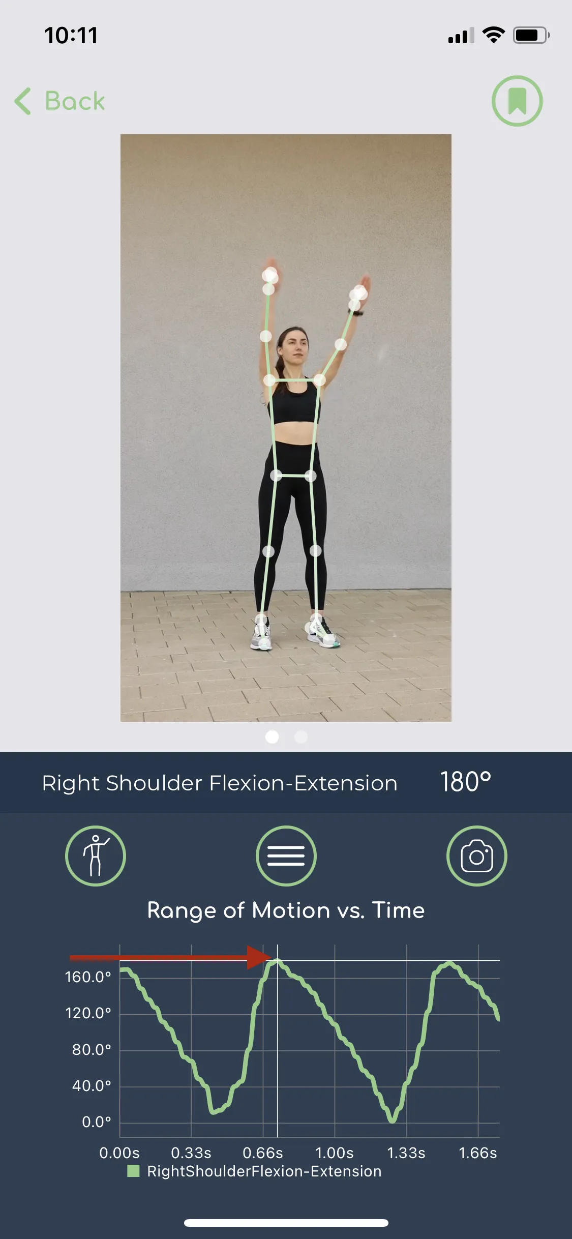buttons highlighted to select a frame to analyze in the Yogger App