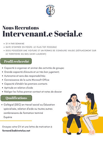 Offre d'emploi Intervenant Social
