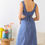 Thumbnail: Blue Sleeveless Square Neck Self-tie Strap Cut-out Midi Dress