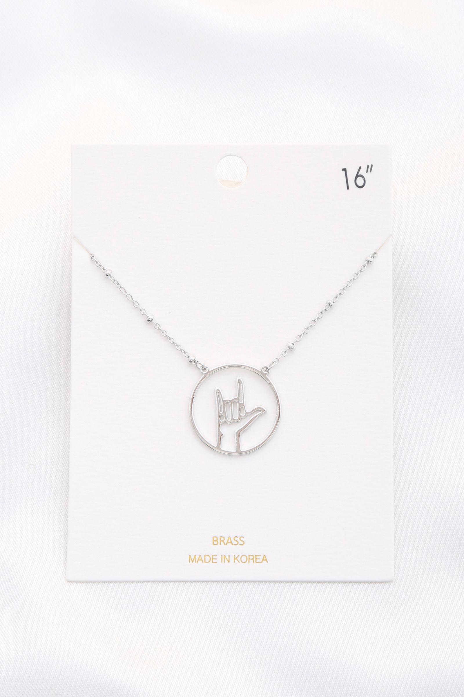 Open Peace Hand Sign Necklace