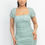 Thumbnail: Ruched Square Neck Mesh Sleeve Dress