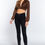Thumbnail: Long Sleeve Notched Collar Front Twisted Detail Crop Woven Top