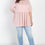 Thumbnail: Plus Ribbed Trim Detail Short Sleeve Flare Hem Top