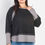Thumbnail: Plus Charcoal & Grey Colorblock Waffle Knit Long Sleeve Top