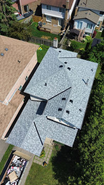 Asphalt shingle roof replacement on a residential home in Mississauga.