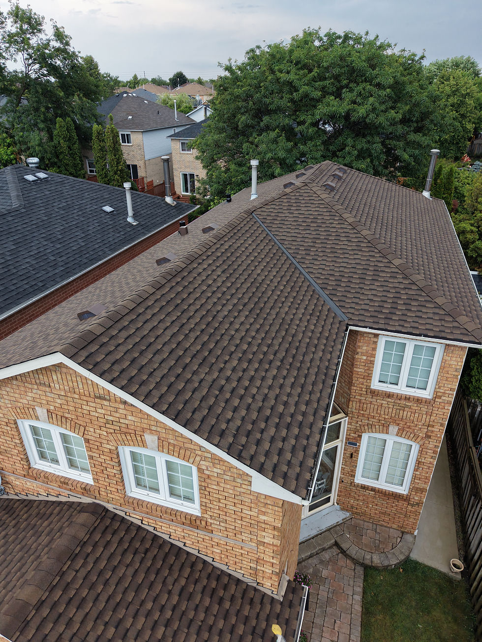 GAF Timberline HDZ Hickory shingle roof replacement in Erin Mills by Rain Safe Roofing