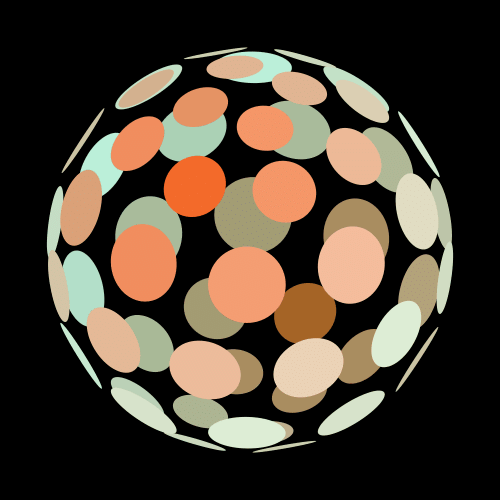 Abstract spherical branding concept made of multicolored organic shapes, created by 365 Socials for modern visual identity design