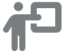 And icon of a person making a presentation.