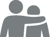 An icon of a person with their arm over another person shoulder.