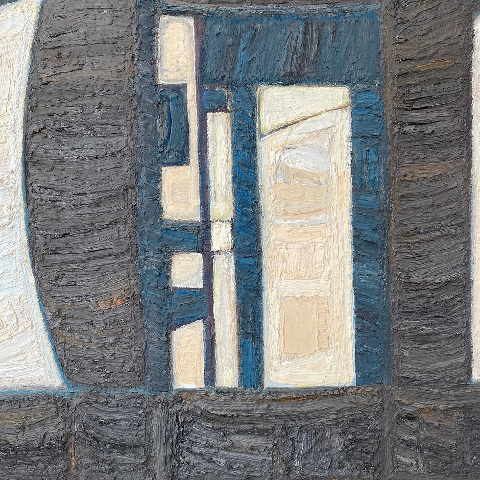 Thumbnail: Swedish modernist impasto on canvas by Max Gregor Carlsson featuring a beautiful palette of brown, blue and cream