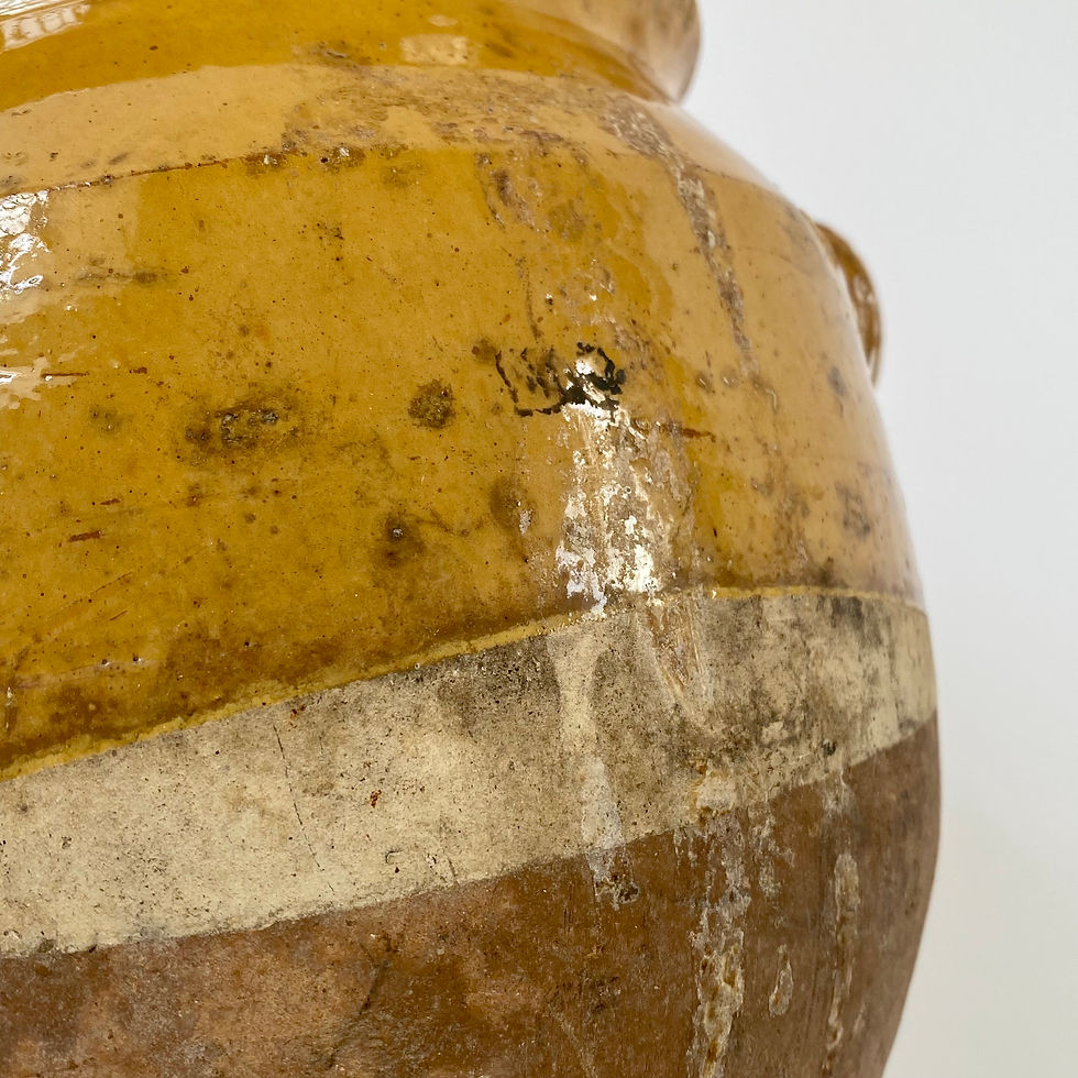 Thumbnail: Antique French Terracotta Yellow Glazed Confit Pot