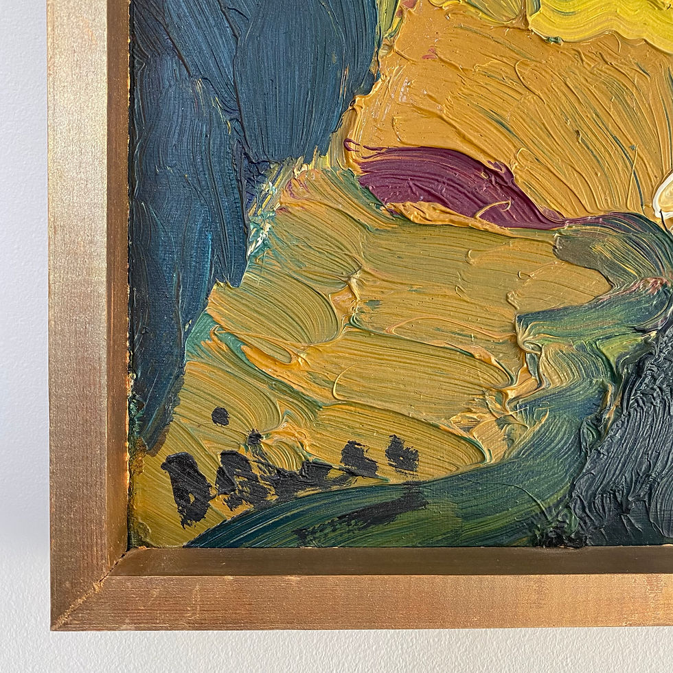 Thumbnail: Striking modernist portrait painting by Bengt Åberg. Oil on canvas in a gold frame