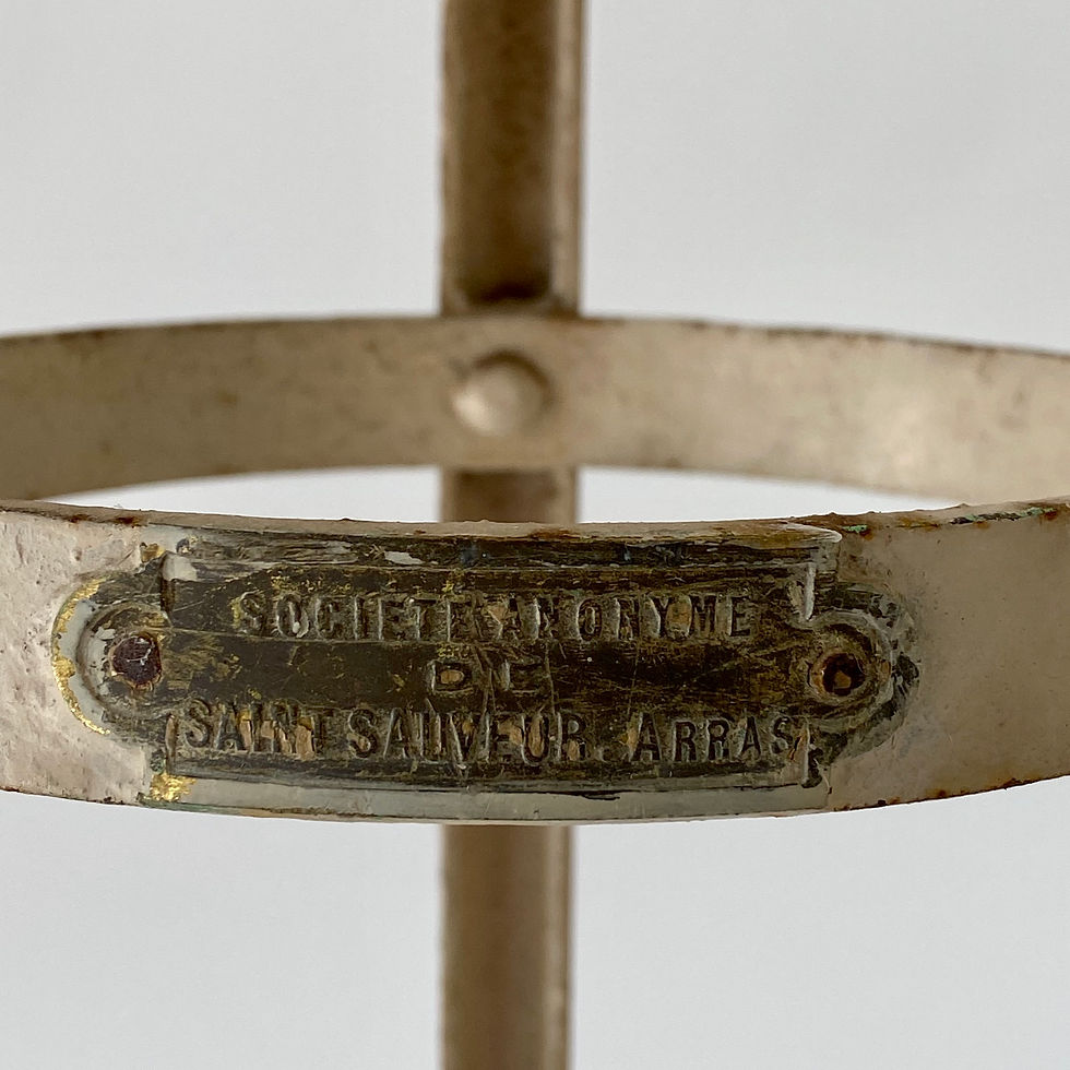 French Arras white garden table with a large, round top, and signature hoof feet